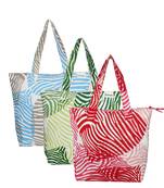 Anekaant Zebra Multicolor Printed Canvas Tote Bag Pack Of 3