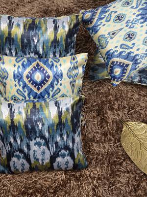 Ikat Printed Ethnic Reversible Cushion Cover 12"x12" (Set of 5) 1