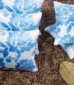 Blue Painted Floral Reversible Cushion Cover 12"x12" (Set of 5)