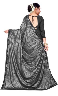 Grey printed lycra saree with blouse 4