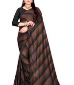 Brown printed lycra saree with blouse