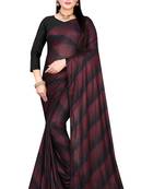 Wine printed lycra saree with blouse