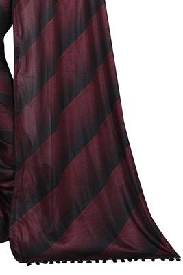 Wine printed lycra saree with blouse 5