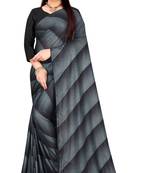 Black printed lycra saree with blouse