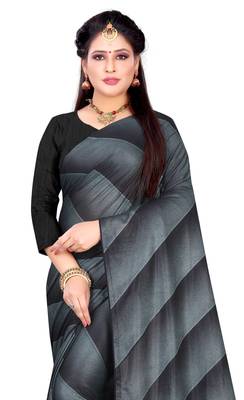 Black printed lycra saree with blouse 4