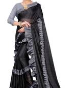 Black printed lycra saree with blouse