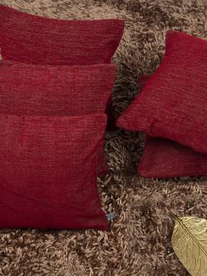 Solid Textured Red Cushion Cover 12"x12" (Set of 5) 1