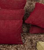 Solid Textured Red Cushion Cover 12"x12" (Set of 5)