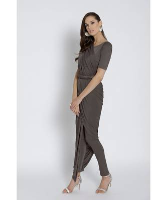 Grey Ready To Wear Saree Viscose Rayon saree 2