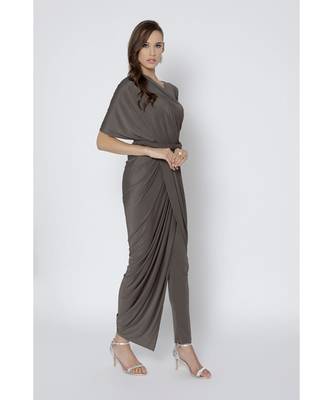 Grey Ready To Wear Saree Viscose Rayon saree 3