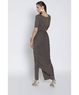 Grey Ready To Wear Saree Viscose Rayon saree 5