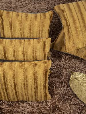 Self Textured Velvet  Mustard Cushion Cover 12"x12" (Set of 5) 1