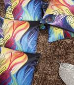 Painted Peacock Feather Cushion Cover 12"x12" (Set of 5)