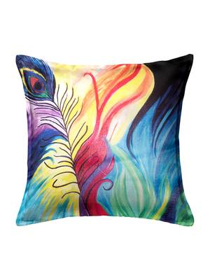 Painted Peacock Feather Cushion Cover 12"x12" (Set of 5) 2
