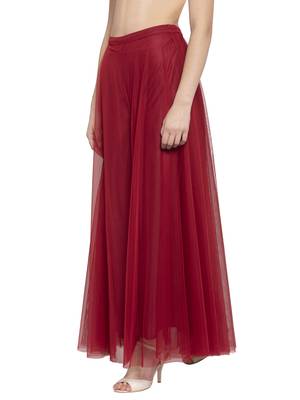 Red plain Net palazzo pants 2