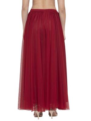 Red plain Net palazzo pants 3