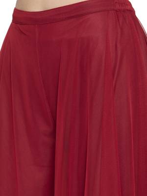 Red plain Net palazzo pants 4
