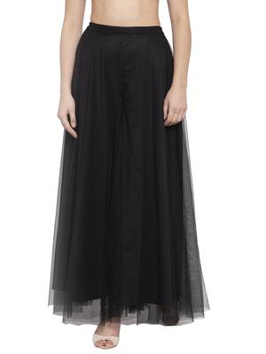 Black plain Net palazzo pants 1