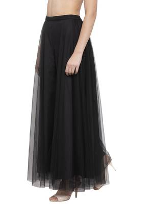 Black plain Net palazzo pants 2