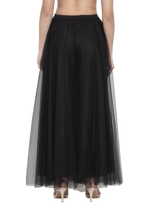Black plain Net palazzo pants 3