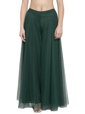 Green plain Net palazzo pants 1