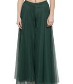 Green plain Net palazzo pants