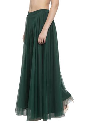 Green plain Net palazzo pants 2