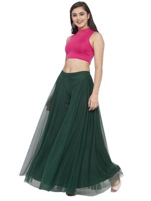Green plain Net palazzo pants 5