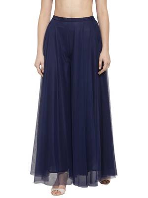 blue plain Net palazzo pants 1