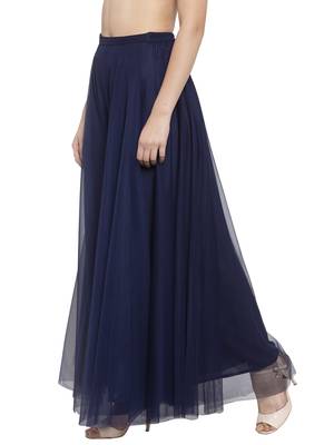 blue plain Net palazzo pants 2