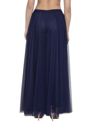 blue plain Net palazzo pants 3