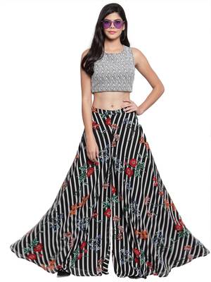 multicolor plain Georgette palazzo pants 5