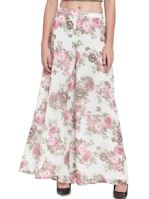 White plain Georgette palazzo pants 1