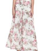 White plain Georgette palazzo pants