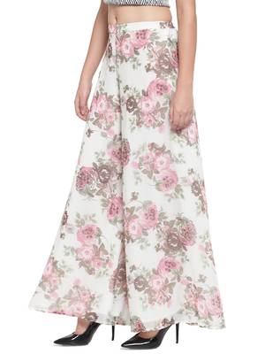 White plain Georgette palazzo pants 2
