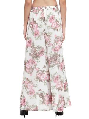 White plain Georgette palazzo pants 3