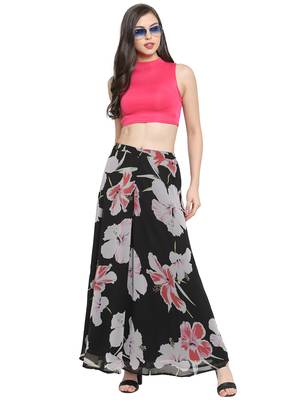 multicolor plain Georgette palazzo pants 4