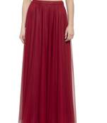 Maroon printed net skirts