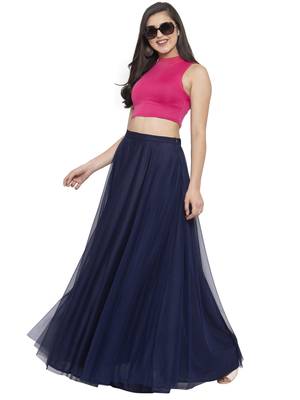 blue printed net skirts 5