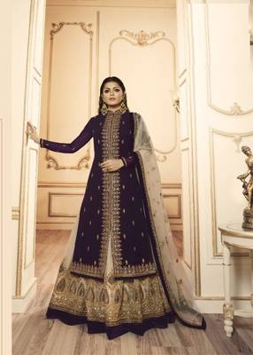 Purple embroidered georgette salwar 1