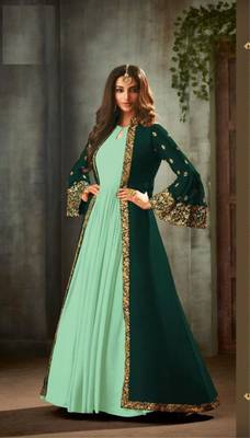Green embroidered georgette salwar 1