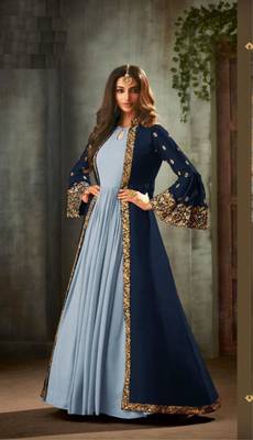 Turquoise embroidered georgette salwar 1