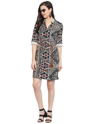 Multicolor plain rayon short-dresses 5