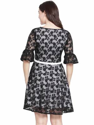 Black plain georgette short-dresses 3
