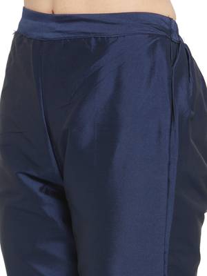 blue plain silk blend trousers 5