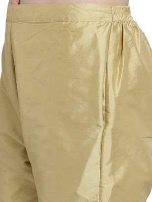 gold plain silk blend trousers 4