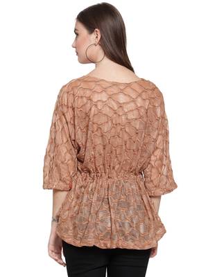 Brown printed Polyester tops 3