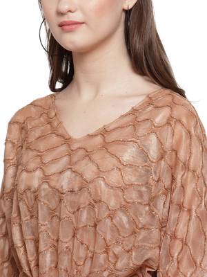 Brown printed Polyester tops 5