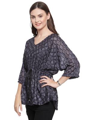 Grey printed Polyester tops 2