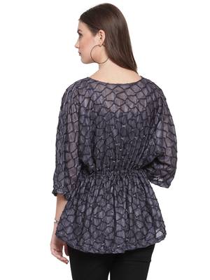 Grey printed Polyester tops 3